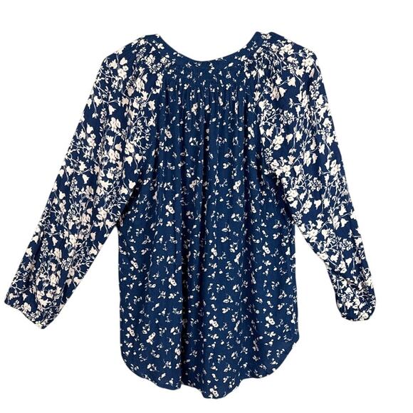 Mason & Belle Stitch Fix Blue Floral Pullover Rayon Blouse Tassels Size S NWT - Picture 2 of 10